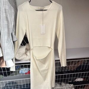 Wilfred Cream Ribbed Midi Dress